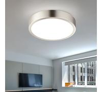 Plafonnier moderne Salon Plafonnier nickel, LED Chambre à coucher dimmable, alu acrylique, 1x LED 15W 1100lm 4000K blanc neutre, DxH 14,5x2,6 cm