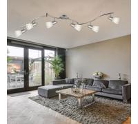 Plafonnier Suspension Salon LED Luminaire Sportif 6 à Flammes Verre L 145cm
