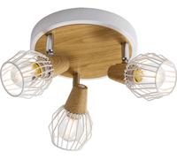 Plafonnier TAMETA 3xE14/40W, blanc/bois clair L : 190, l : 140, H : 190, douille E14, intensité lumineuse variable