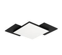 Plafonnier TAMURIA LED 10,8W en acier et bois noir et marron 285x285x60mm
