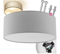 Plafonnier - TECTAKE - Luminaire CIRCUM avec structure en acier et abat-jour en textile aspect lin 40 x 15,5 cm - Gris
