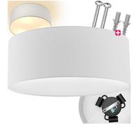 Plafonnier - TECTAKE - Luminaire CIRCUM avec structure en acier et abat-jour en textile aspect lin 40 x 15,5 cm - Blanc