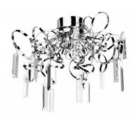 Plafonnier Tenture en verre Plafonnier Salon Lampe éclairage chromé, miroir métal, 6x G9 douilles, DxH 50x43 cm