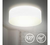 Plafonnier textile blanc douille E27 Ø30cm éclairage plafond salon salle manger