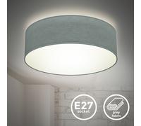 Plafonnier textile gris douille E27 éclairage plafond rond Ø30cm salle à manger