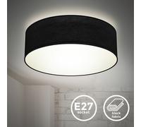 Plafonnier textile noir douille E27 rØ30cm éclairage plafond salon chambre 230V