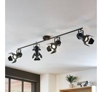 Plafonnier Tilen Lindby, dimmable, noir, Salon / Salle à manger, Métal, Industriel, Plafonnier