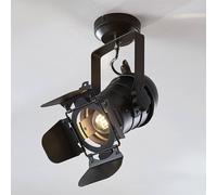 Plafonnier Tilen Lindby, dimmable, noir, Salon / Salle à manger, Métal, Plafonnier