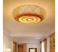 Plafonnier Tissé Rétro Lustre Tissé En Bambou Naturel Et Rotin Créatif À L'ancienne E27 Spots De Plafond Salon De Thé Restaurant Loft Lampe Salon Café Éclairage Décoratif Lumière,60cm