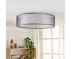 Plafonnier Tobia Lindby, dimmable, gris, Salon / Salle à manger, Textile / Tissu / Soie, Moderne, Plafonnier