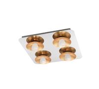 Plafonnier TORANO LED 4X5,4W en acier chrome et or 400x400x80mm