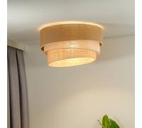Plafonnier Trio Jute Euluna, dimmable, marron, Salon / Salle à manger, Textile / Tissu / Soie, Plafonnier Tissu