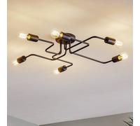 Plafonnier Tube HELAM, dimmable, noir, Salon / Salle à manger, Métal, Moderne, Plafonnier
