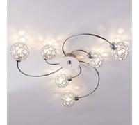 Lindby Plafonnier Tyron à intensité variable (Moderne) en Argent Métal e. a. pour Salon & Salle manger (à 6 lampes, G9) Luminaire Lampe Plafond Eclerage Eclairage Interieur