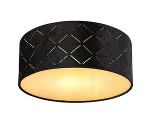 Plafonnier velours noir opale Lampe de chambre 1 flamme Plafonnier tissu 26 cm, décor perforations, 1x E27 LED max.15W, PxH 26x10 cm