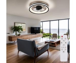 Plafonnier Ventilateur de Plafond Schlafzimmerleuchte Noir LED Télécommande Tdc