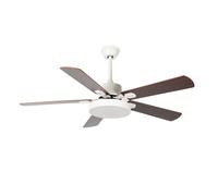 Plafonnier Ventilateur de plafond Ventilateur d'ambiance Refroidisseur Lampe de salon, Fer Acrylique Contreplaqué blanc marron, télécommande 5 niveaux CCT, 1x LED 1750Lm 3000K, 4000K, 6500K, D 130 cm