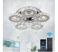 Plafonnier Ventilateur LED 5 Anneaux Design Moderne - Éclairage Dimmable + Ventilation Silencieuse, Télécommande