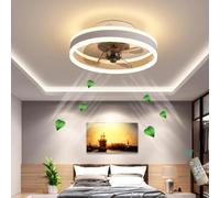 Plafonnier Ventilateurs De Plafond avec éclairage Télécommande Dimmable Dimmable Vitesse du Vent Silencieux Moderne LED Salon Ventilateur Plafonnier Chambre Ventilateur Lumière, White, 40cm