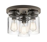 Plafonnier Verre Métal E27 Ø28cm Industrie Design Lampe Salon Salle à Manger