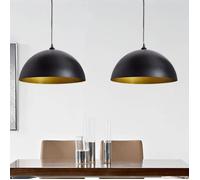 vidaXL Plafonnier demi-sphérique noir – hauteur réglable – 2 pièces