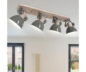 Plafonnier vintage barre de projecteur réglable en bois rétro lampe salon éclairage 2729G