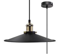 Plafonnier Vintage en Métal Avec Abat-jour Rond noir lampe salon,Lustre Cuisine Hauteur Réglable,Abat jour vendu seul