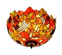 Plafonnier Vintage en vitrail D50 cm, Lampe Tiffany, Style Baroque méditerranéen, luminaire Suspendu pour Cuisine, décoration d'intérieur
