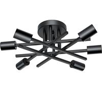 Plafonnier Vintage Plafonnier Rétro Style Rustique Noir Lustre 6 Flammes Pour Accueil Hôtel Bar Salon Salle à manger Chambre Cuisine