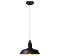 Plafonnier vintage rétro de style fermier industriel noir avec abat-jour en métal de 36 cm, kit d'éclairage E27 britannique