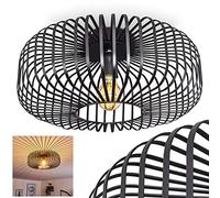 Plafonnier Wemude en métal noir, abat-jour rétro-moderne créant un effet lumineux au plafond, idéal dans un salon vintage, pour 1 ampoule E27, ampoule(s) non incluse(s)