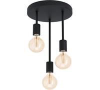 Plafonnier Wilmcote,3 Ampoules,Plafonnier Industriel,Vintage,Rétro,En Acier,Lampe De Salon En Noir,Lampe De Cuisine,Plafonnier Avec Douille E27