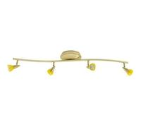 Xelux - Luminaire Plafonnier Laiton brossé 4 Spots orientables de 35 W GU 5.3 diffuseur teinté