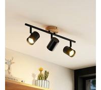 Plafonnier Xiomara Lindby, dimmable, noir, Salon / Salle à manger, Métal, Moderne, Plafonnier