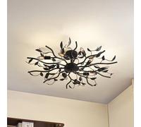 Plafonnier Yos Lindby, dimmable, noir, Chambre à coucher, Métal, Florentin, Plafonnier