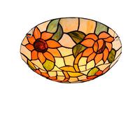 Plafonniers de style Tiffany, plafonnier à couloir en verre teinté Vintage Dimmable, luminaires de plafond rétro à ombre ronde pour salon de chambre à coucher,A,40cm