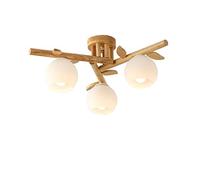 Plafonniers en bois massif, lustres d'éclairage en verre en bois LED nordiques salon moderne suspension lampe de plafond de couloir de chambre à coucher américaine (Color : 3heads) interesting