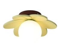 Plafonniers floraux modernes nordiques, abat-jour en verre, montage semi-encastré, corps en résine, luminaire plafond for chambre, bureau, salon(Light green)