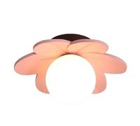 Plafonniers floraux modernes nordiques, abat-jour en verre, montage semi-encastré, corps en résine, luminaire plafond for chambre, bureau, salon(Pink)