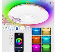 Plafonniers LED Fiqops 36W avec haut-parleur Bluetooth APP pour smartphone, musique à intensité variable RGB température de couleur réglable, plafonnier lumière étoilée