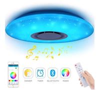Plafonniers LED Musique 60W, YANFENG Bluetooth Music Lights Télécommande Plafonnier Dimmable LED Round Star Point RGBW Changement de
