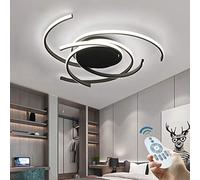 Plafonniers Moderne Peut Être Obscurci Lustre LED Vivant Éclairage Plafond Avec Design Chambre En Forme Vortex Commande À Distance Intérieur Salle À Manger Acrylique Métal Suspension,Black/75cm/92w
