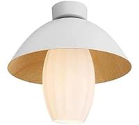 Plafonniers modernes en forme dôme couleur noyer, abat-jour en verre, plafonnier semi-encastré, luminaire plafond à corps en fer for chambre à coucher, bureau, salon(White)