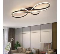 Plafonniers Modernes Encastré Salon Salle à Manger Lampe Dimmable avec Télécommande Luminaire Suspendu Anneau Moderne Design Déco Lustre pour Salon Cuisine Couloir Suspension, Black, L100cm