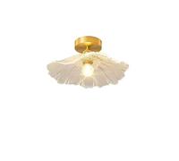 Plafonniers modernes français, abat-jour en verre pétale, montage semi-encastré, lampe plafond E27 en cuivre, luminaire plafond for chambre, bureau, salon