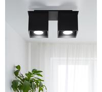 Plafonniers modernes Lampes de cuisine design 2 flammes, aluminium noir, 2x GU10, LxH 26 x 11 cm