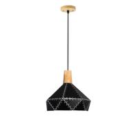 Plafonniers Modernes Suspendus en Fer perforé, Abat-Jour Macaron Multicolore, éclairage de Plafond Exquis avec Bois pour Chambre, café, Bar, Porche