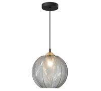 Plafonniers Modernes Suspension Vintage en Verre fumé Luminaire encastré Noir du Milieu du siècle Luminaire Semi-encastré Minimaliste 1- Grand Globe Rond Suspension