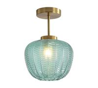 Plafonniers Modernes Verts Semi-encastrés - Globe en Verre doré brossé - Luminaire de Cuisine Vintage du Milieu du siècle