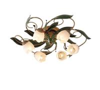 Plafonniers rétro européens en forme vigne fleurie, abat-jour en verre, montage semi-encastré, luminaire plafond en fer et cuivre antique for chambre à coucher ou bureau